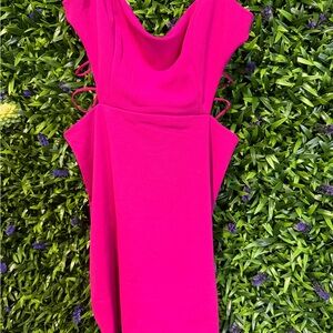 Hello Molly Vibrant Hot Pink Backless Cutout Dress